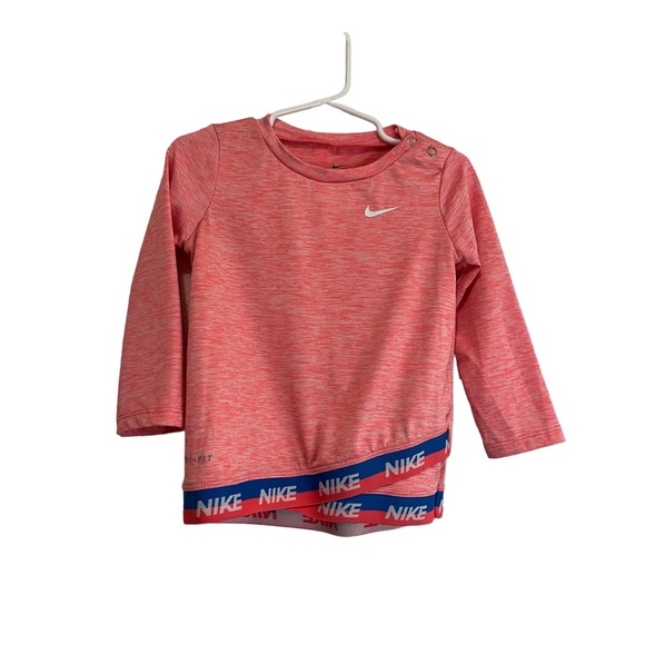 Nike Dri Fit Pink Heathered Athletic Snap Button Athletic Shirt Toddler Baby 24M - Picture 1 of 9